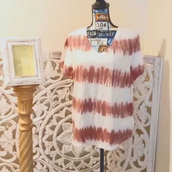 OLD NAVY MUTED PINK & WHITE TYE DYE Style Comfy T-shirt 👕 SZ XL - Picture 1 of 12